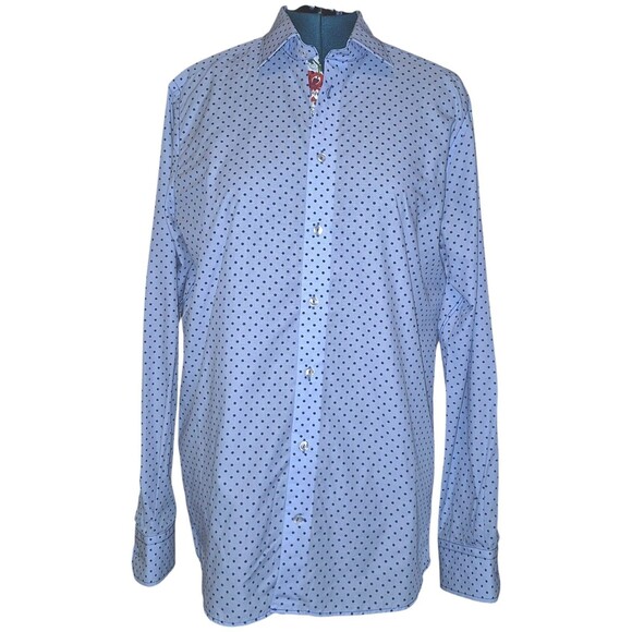 GEORG ROTH MENS POLKA DOT MIXED MEDIA FLORAL BUTTON PANEL SHIRT XL - Picture 1 of 8